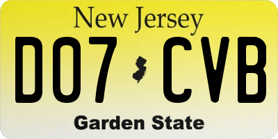 NJ license plate D07CVB