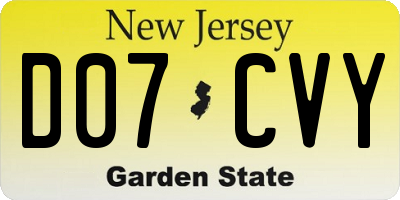 NJ license plate D07CVY