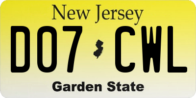 NJ license plate D07CWL