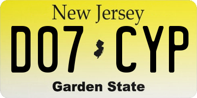 NJ license plate D07CYP