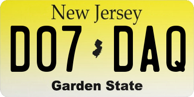 NJ license plate D07DAQ