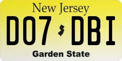 NJ license plate D07DBI