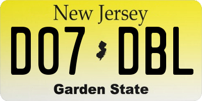 NJ license plate D07DBL