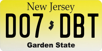 NJ license plate D07DBT