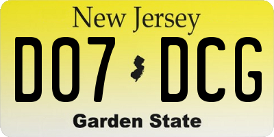 NJ license plate D07DCG
