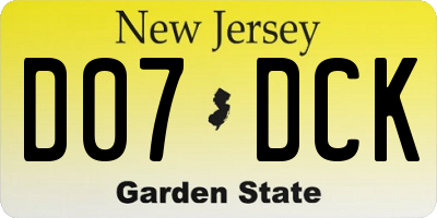 NJ license plate D07DCK