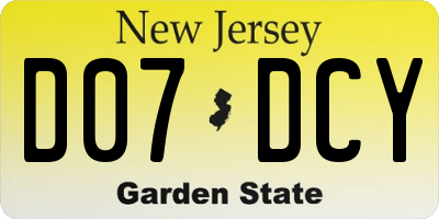 NJ license plate D07DCY