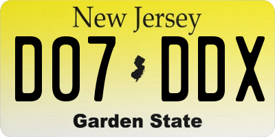 NJ license plate D07DDX