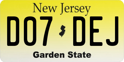NJ license plate D07DEJ