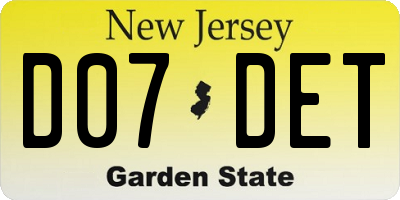 NJ license plate D07DET