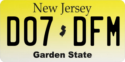 NJ license plate D07DFM