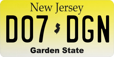 NJ license plate D07DGN