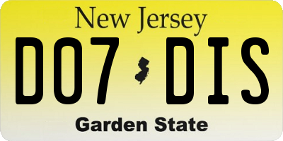 NJ license plate D07DIS