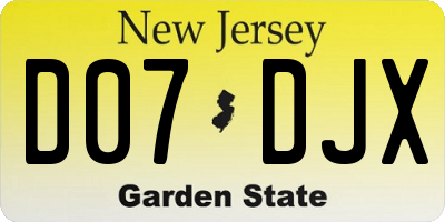 NJ license plate D07DJX