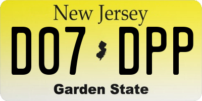 NJ license plate D07DPP