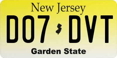 NJ license plate D07DVT
