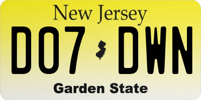 NJ license plate D07DWN