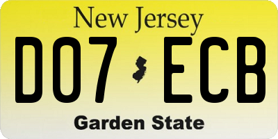 NJ license plate D07ECB