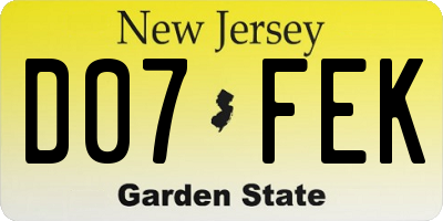 NJ license plate D07FEK