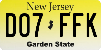 NJ license plate D07FFK