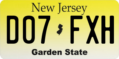 NJ license plate D07FXH
