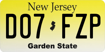 NJ license plate D07FZP