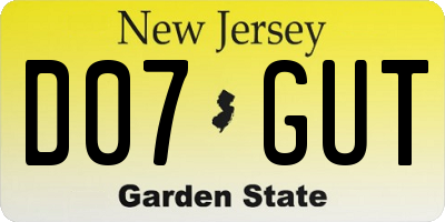 NJ license plate D07GUT