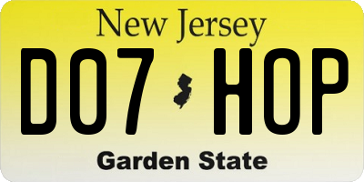 NJ license plate D07HOP