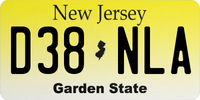NJ license plate D38NLA