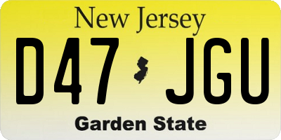 NJ license plate D47JGU