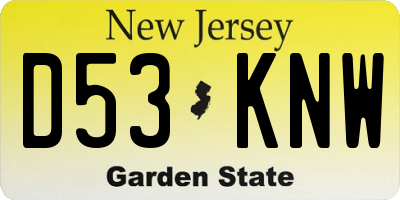 NJ license plate D53KNW