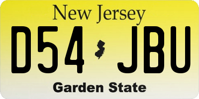 NJ license plate D54JBU