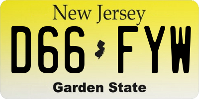 NJ license plate D66FYW