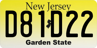 NJ license plate D81D22