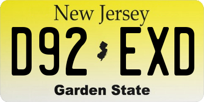 NJ license plate D92EXD