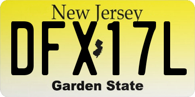 NJ license plate DFX17L