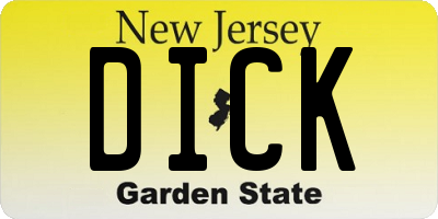 NJ license plate DICK