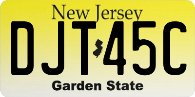 NJ license plate DJT45C