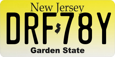 NJ license plate DRF78Y