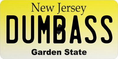NJ license plate DUMBASS