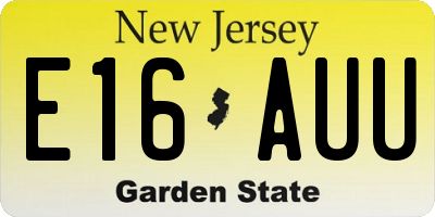 NJ license plate E16AUU