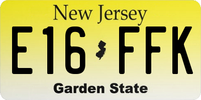 NJ license plate E16FFK