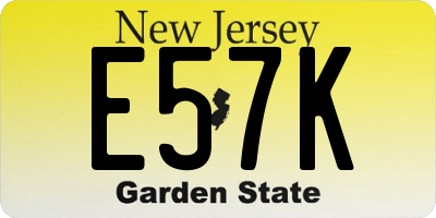 NJ license plate E57K