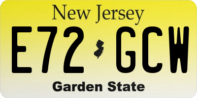 NJ license plate E72GCW