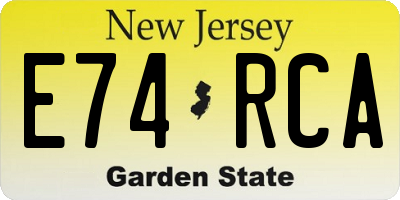 NJ license plate E74RCA
