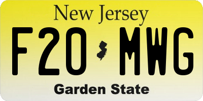 NJ license plate F20MWG