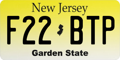 NJ license plate F22BTP