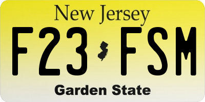 NJ license plate F23FSM