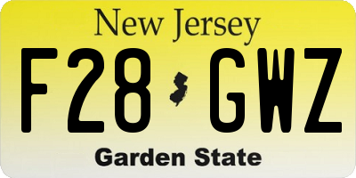 NJ license plate F28GWZ