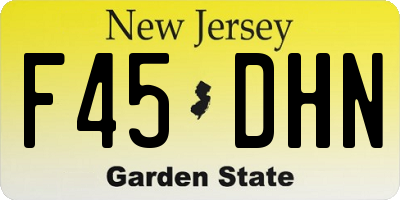 NJ license plate F45DHN